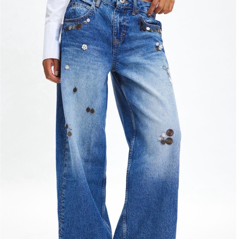 BDG Blue Flare Jeans with Embellishments